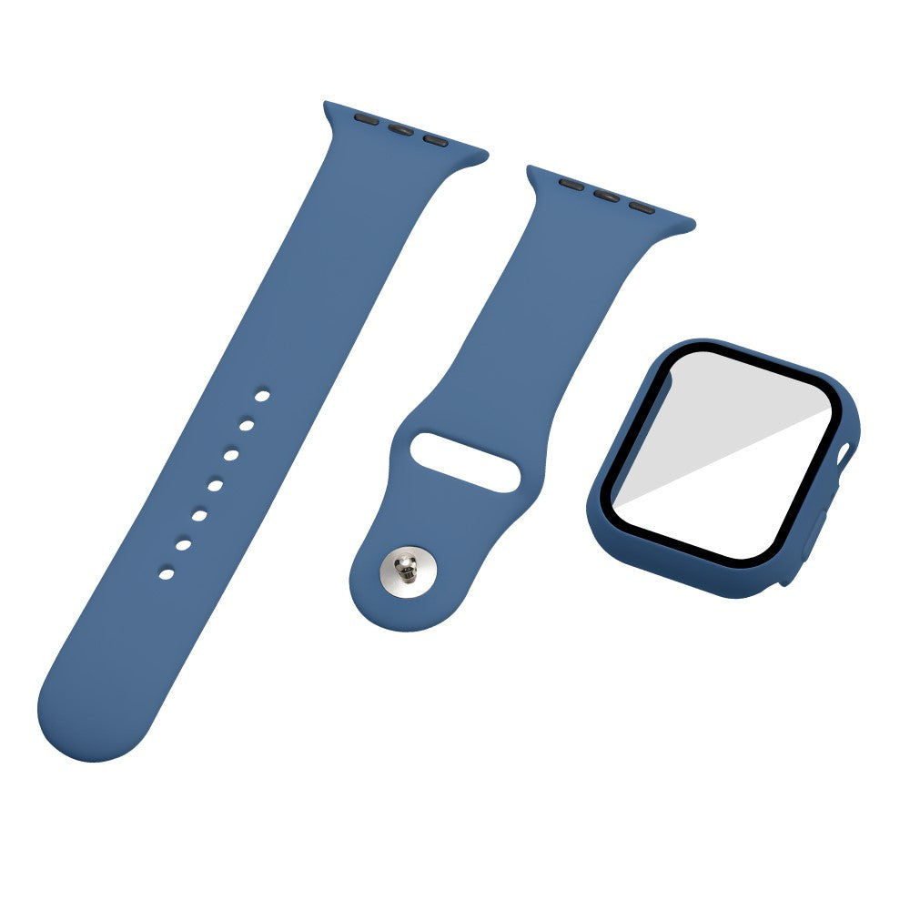 Apple Watch Series 7 45mm Silikone Rem med Cover og Hærdet Glas - Blå#serie_10