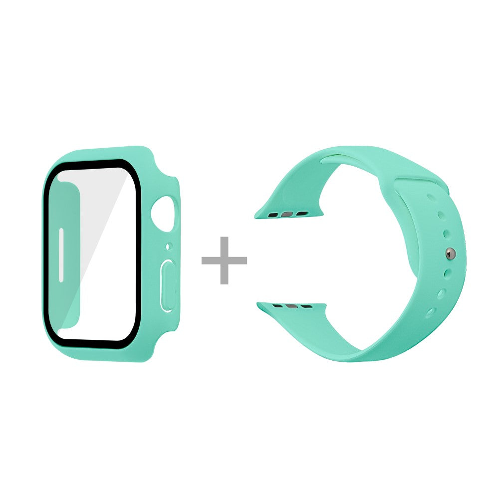 Apple Watch Series 7 45mm Silikone Rem med Cover og Hærdet Glas - Grøn#serie_11