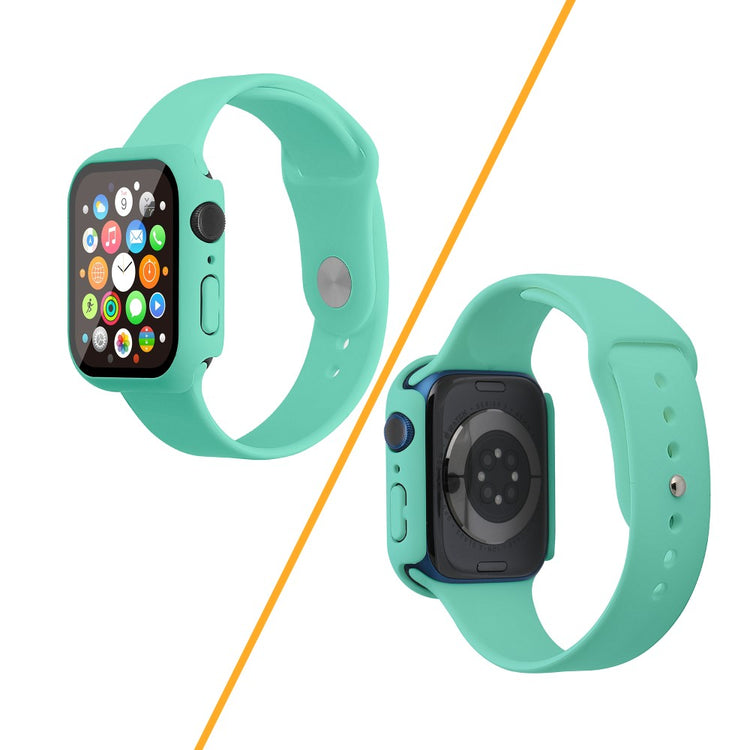 Apple Watch Series 7 45mm Silikone Rem med Cover og Hærdet Glas - Grøn#serie_11