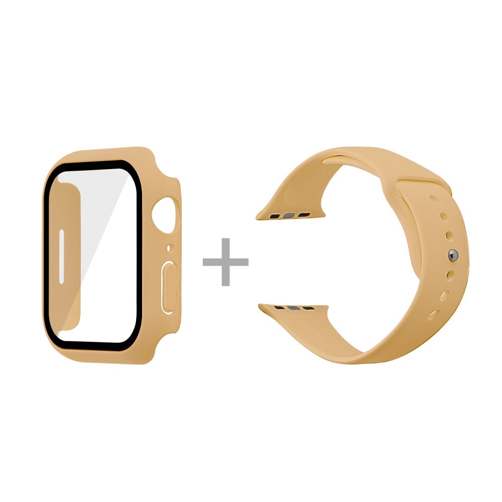 Apple Watch Series 7 45mm Silikone Rem med Cover og Hærdet Glas - Brun#serie_12