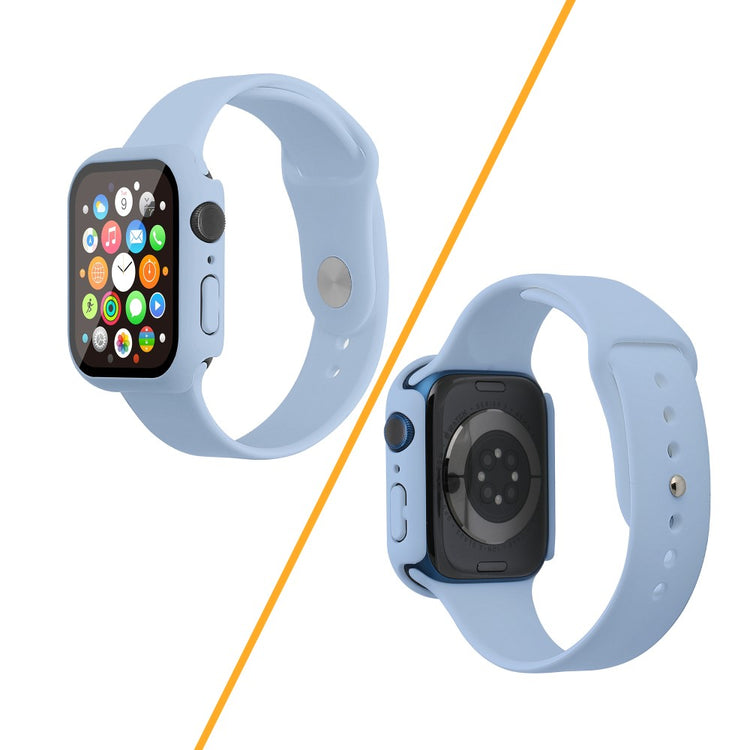 Apple Watch Series 7 45mm Silikone Rem med Cover og Hærdet Glas - Blå#serie_14