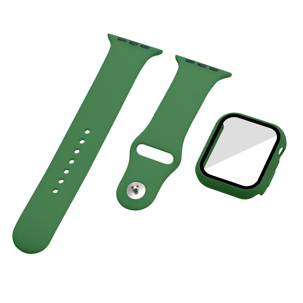Apple Watch Series 7 45mm Silikone Rem med Cover og Hærdet Glas - Grøn#serie_15