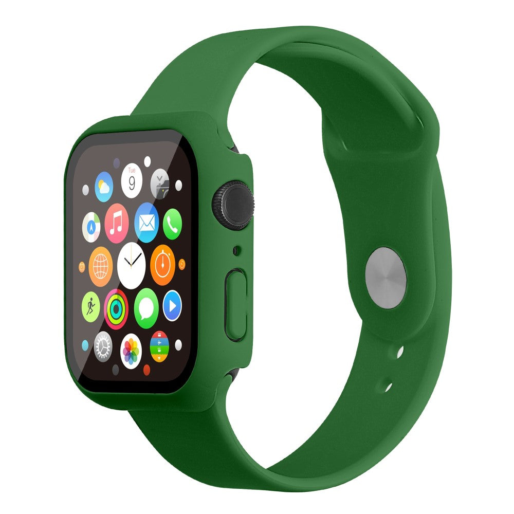 Apple Watch Series 7 45mm Silikone Rem med Cover og Hærdet Glas - Grøn#serie_15