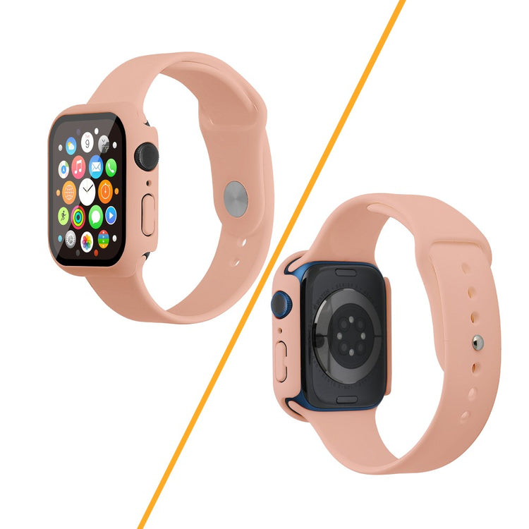 Apple Watch Series 7 45mm Silikone Rem med Cover og Hærdet Glas - Pink#serie_17