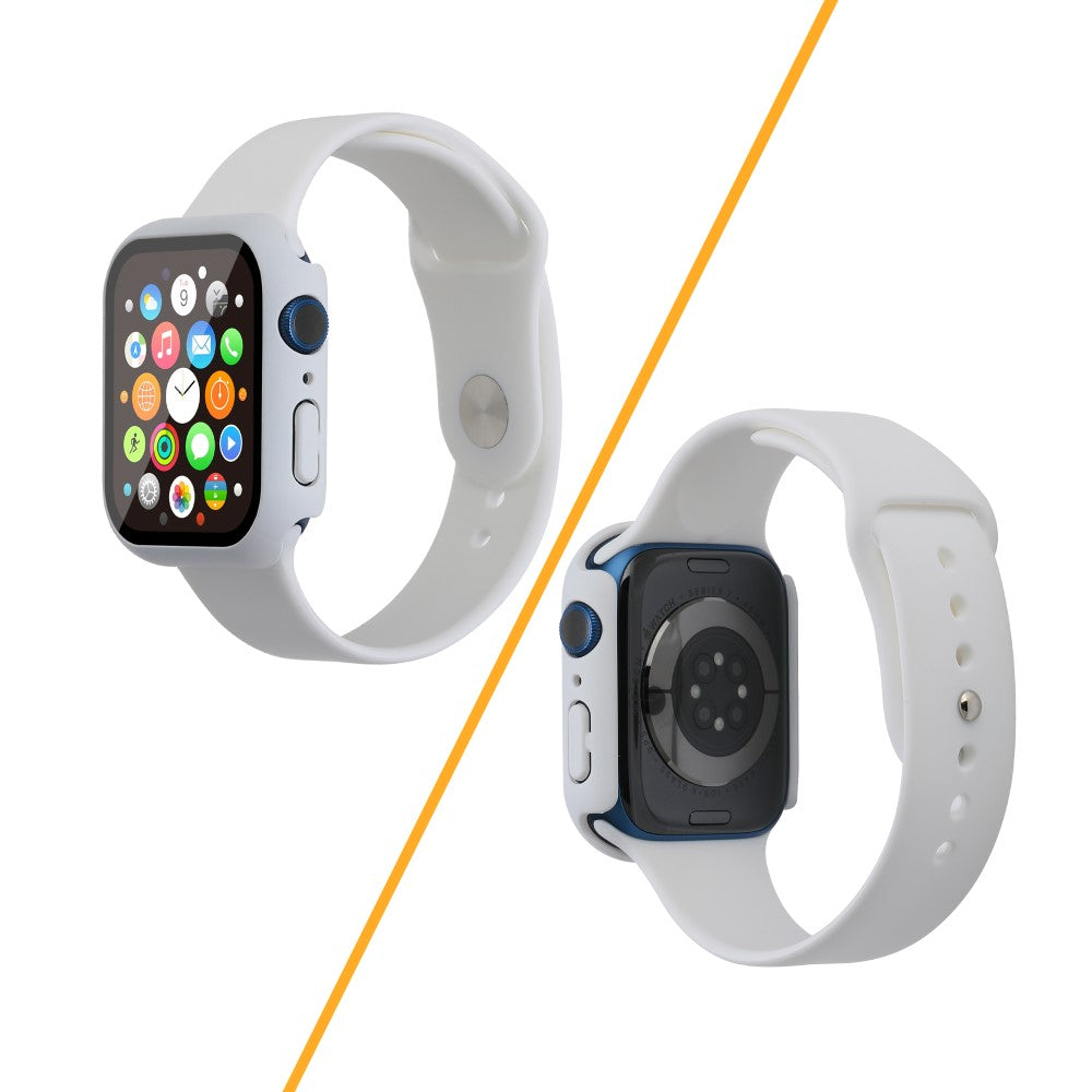 Apple Watch Series 7 45mm Silikone Rem med Cover og Hærdet Glas - Hvid#serie_2