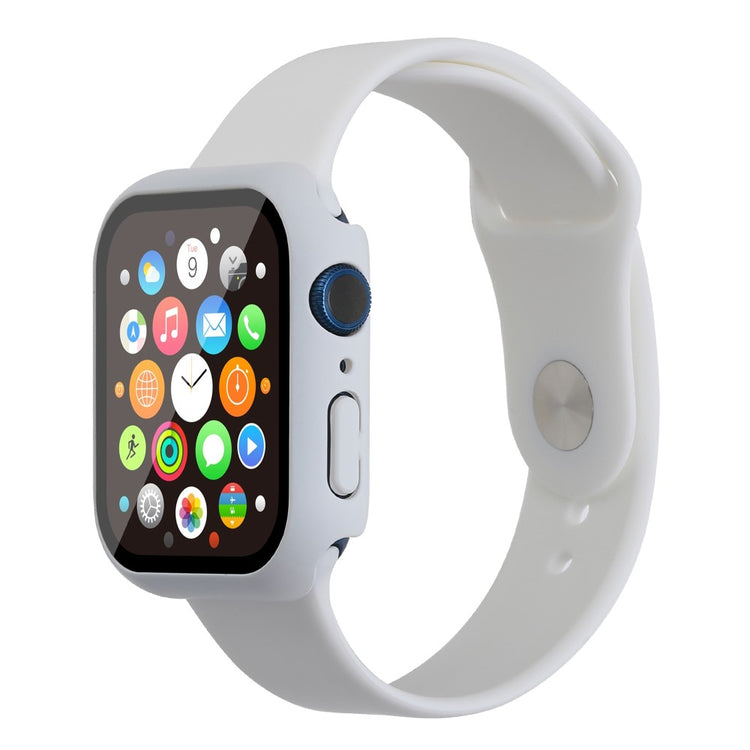 Apple Watch Series 7 45mm Silikone Rem med Cover og Hærdet Glas - Hvid#serie_2