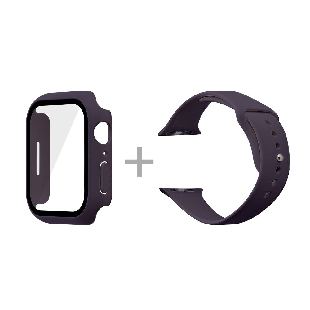 Apple Watch Series 7 45mm Silikone Rem med Cover og Hærdet Glas - Lilla#serie_21