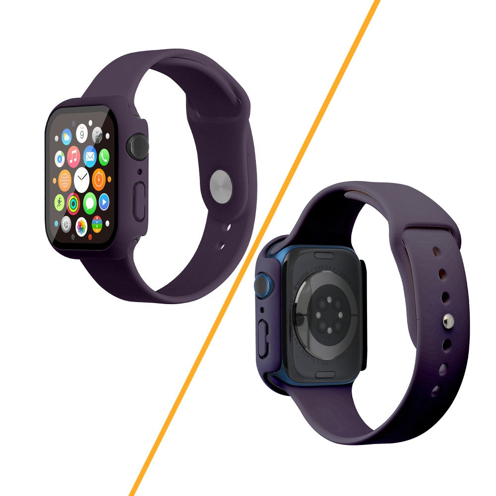 Apple Watch Series 7 45mm Silikone Rem med Cover og Hærdet Glas - Lilla#serie_21