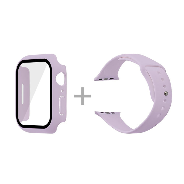 Apple Watch Series 7 45mm Silikone Rem med Cover og Hærdet Glas - Lilla#serie_22