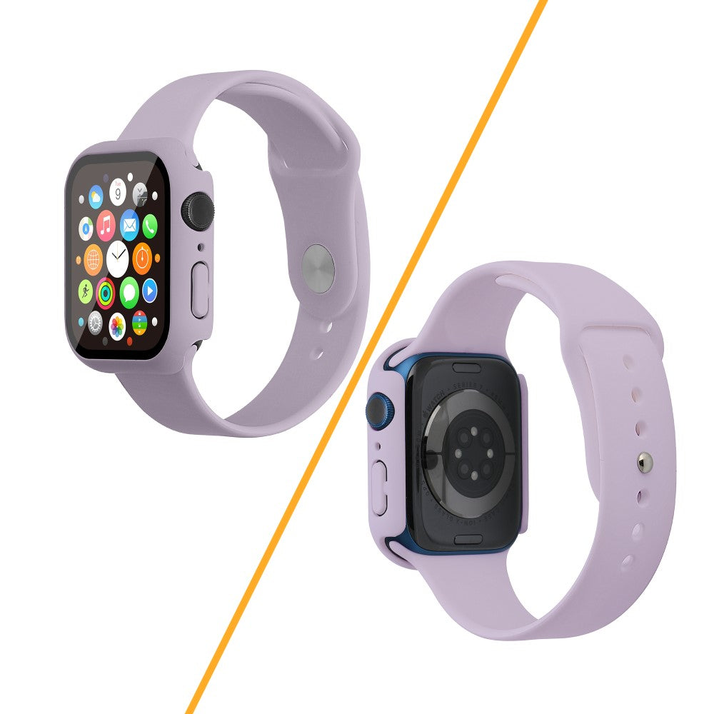 Apple Watch Series 7 45mm Silikone Rem med Cover og Hærdet Glas - Lilla#serie_22