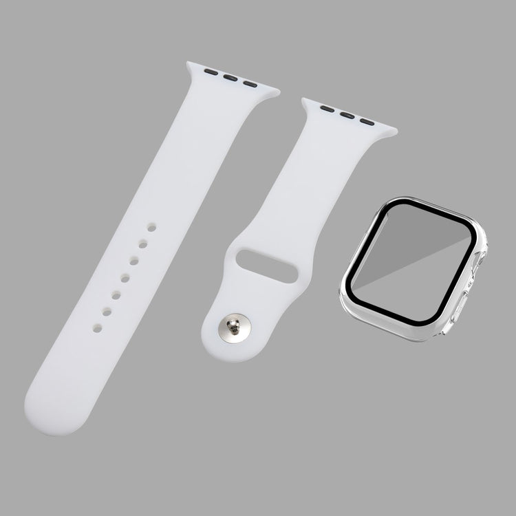 Apple Watch Series 7 45mm Silikone Rem med Cover og Hærdet Glas - Gennemsigtig#serie_3