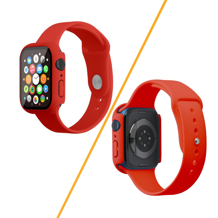 Apple Watch Series 7 45mm Silikone Rem med Cover og Hærdet Glas - Rød#serie_4
