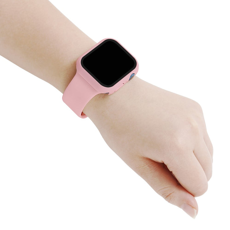 Apple Watch Series 7 45mm Silikone Rem med Cover og Hærdet Glas - Pink#serie_6
