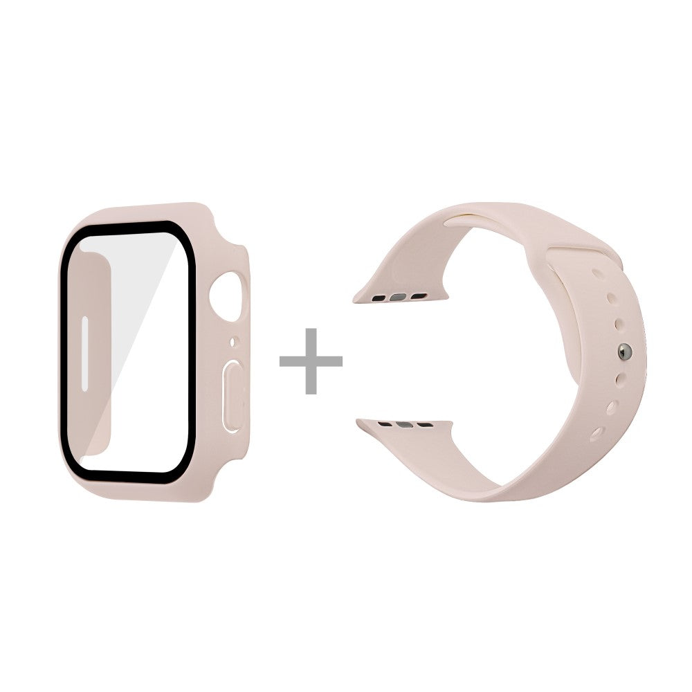 Apple Watch Series 7 45mm Silikone Rem med Cover og Hærdet Glas - Brun#serie_7
