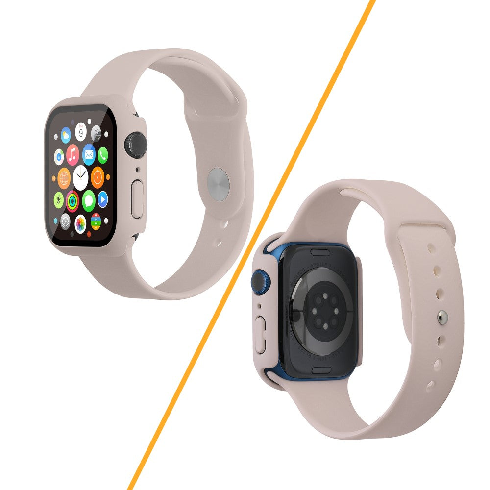 Apple Watch Series 7 45mm Silikone Rem med Cover og Hærdet Glas - Brun#serie_7