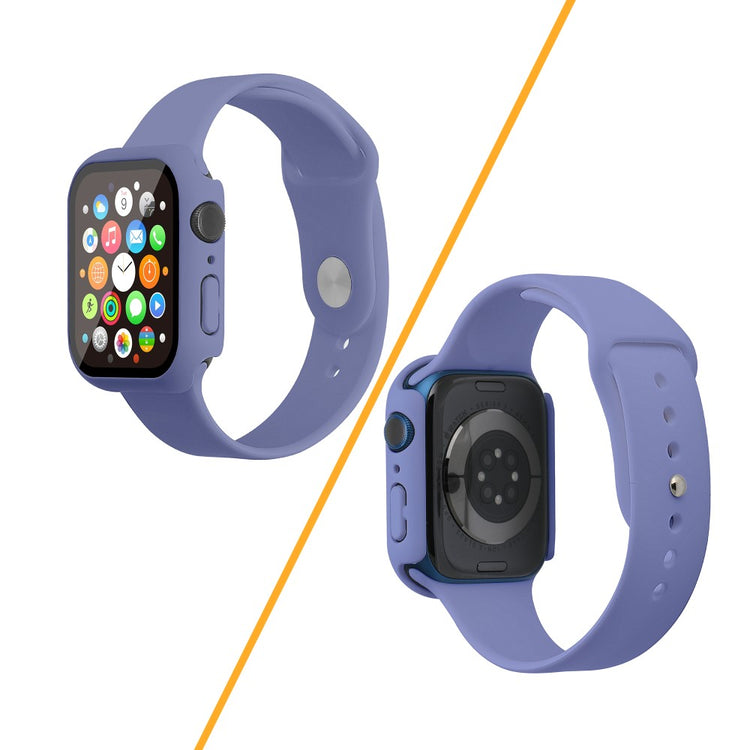 Apple Watch Series 7 45mm Silikone Rem med Cover og Hærdet Glas - Lilla#serie_9
