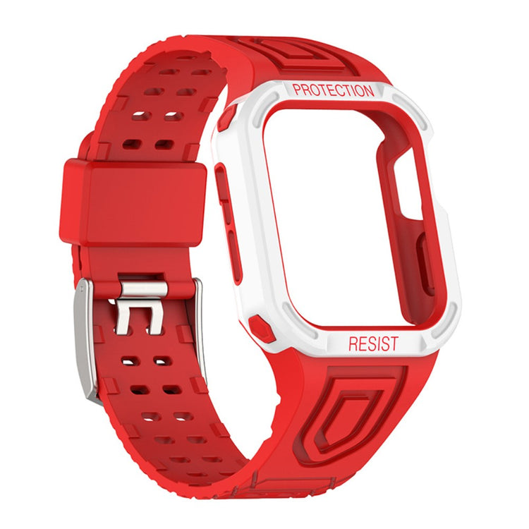 Meget hårdfør Apple Watch Series 7 45mm Silikone Rem - Rød#serie_15