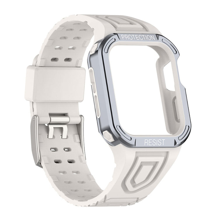 Meget hårdfør Apple Watch Series 7 45mm Silikone Rem - Sølv#serie_5