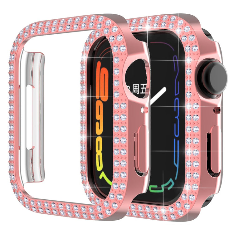 Apple Watch Series 7 45mm  Plastik og Rhinsten Bumper  - Pink#serie_2