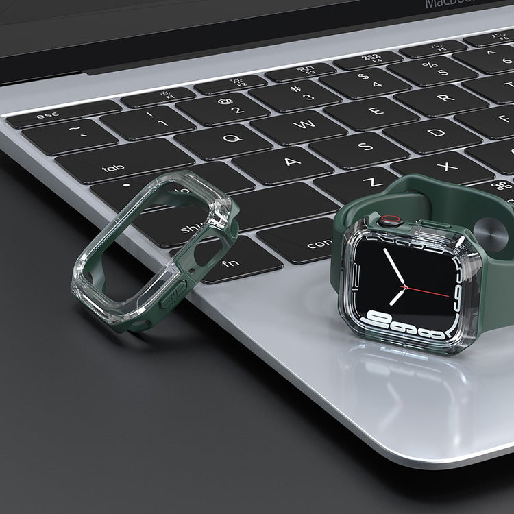 Apple Watch Series 7 45mm Gennemsigtig Silikone Bumper  - Grøn#serie_2