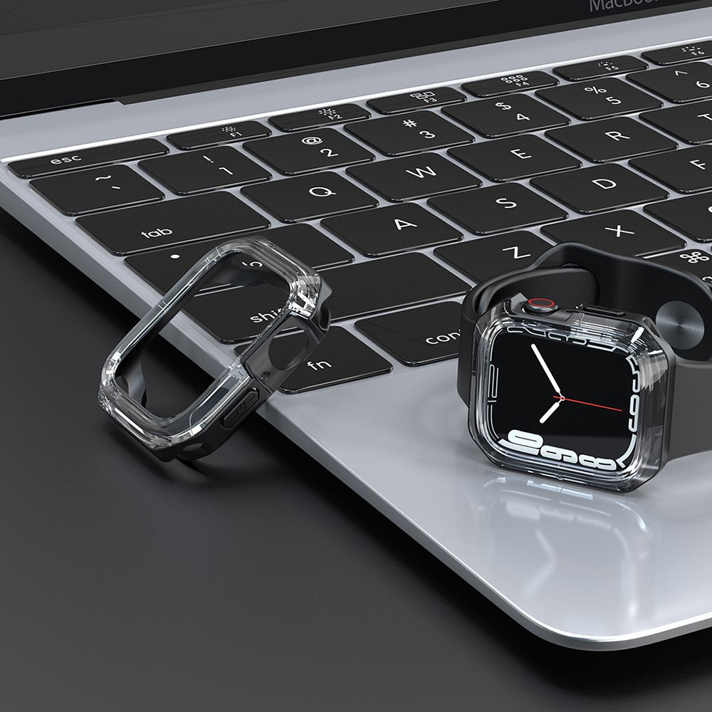 Apple Watch Series 7 45mm Gennemsigtig Silikone Bumper  - Sort#serie_4