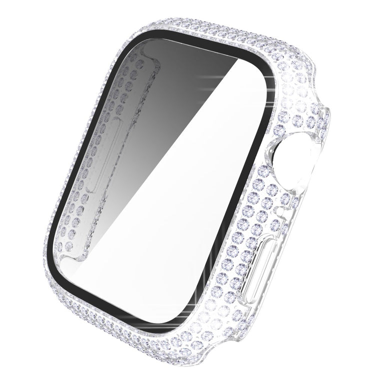 Mega Fint Apple Watch Series 7 45mm Cover med Skærmbeskytter i Plastik og Rhinsten - Gennemsigtig#serie_5