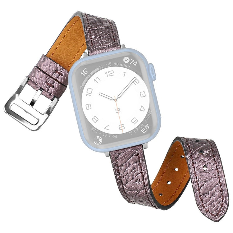 Super sejt Apple Watch Series 7 45mm Ægte læder Rem - Lilla#serie_5