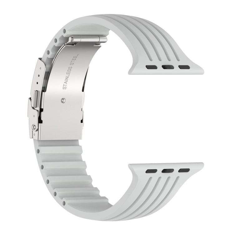 Helt vildt slidstærk Apple Watch Series 7 45mm Silikone Rem - Sølv#serie_9