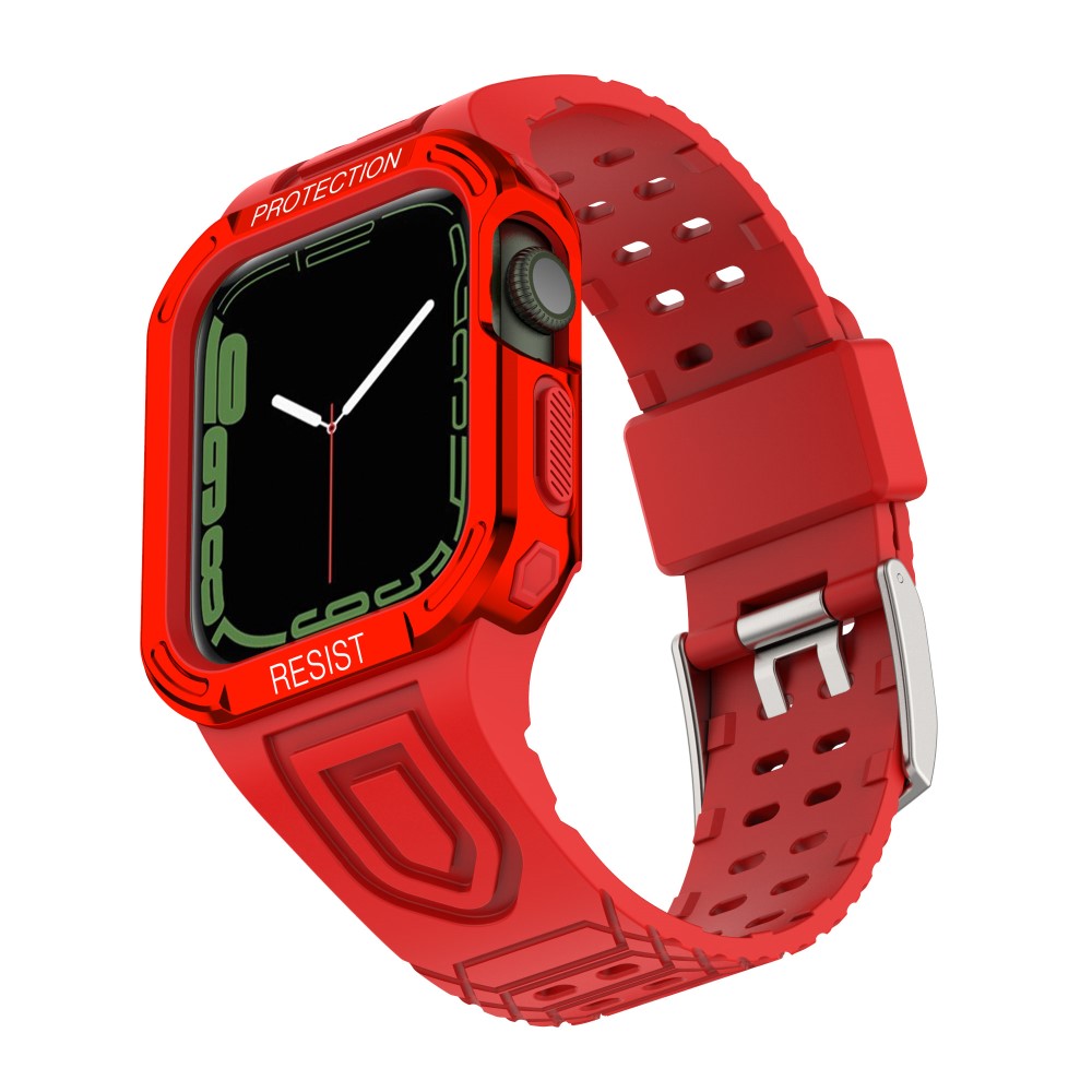 Apple Watch Series 7 45mm Plastik Rem med Etui - Rød#serie_3