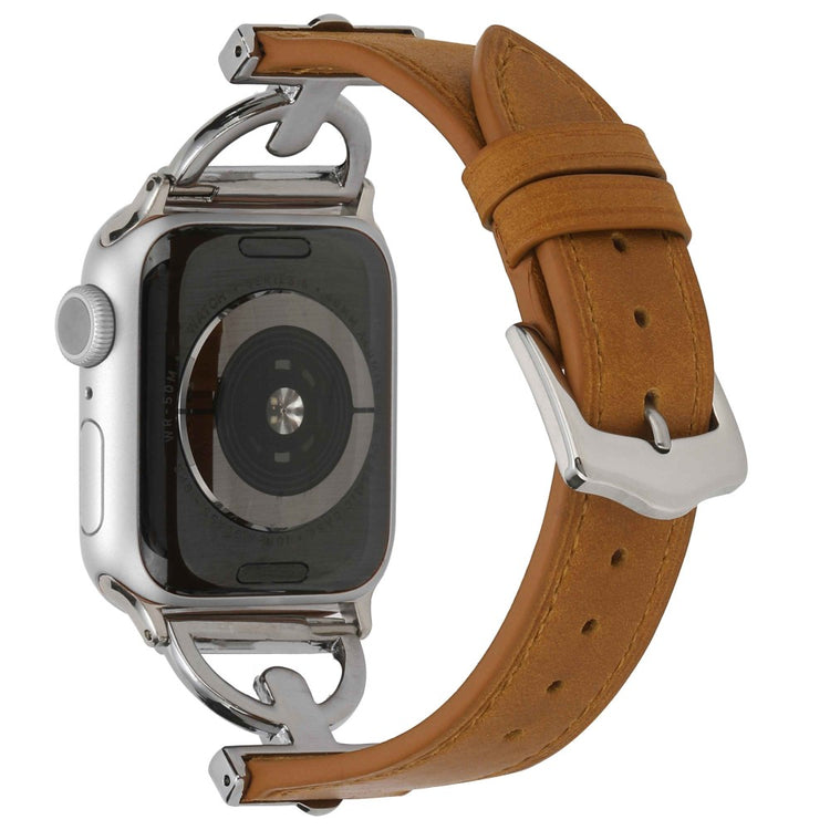 Cool Apple Watch Series 7 45mm Metal og Kunstlæder Rem - Sølv#serie_1