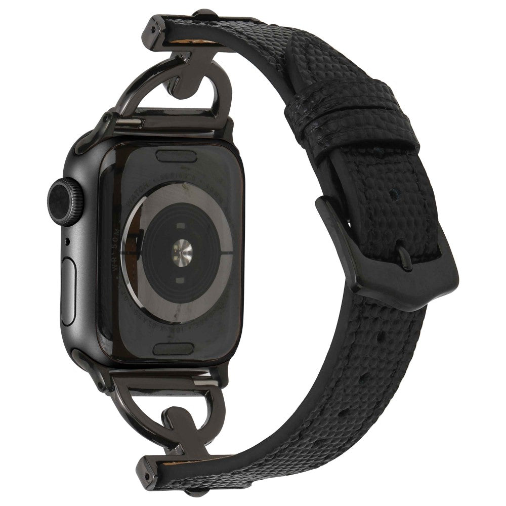 Cool Apple Watch Series 7 45mm Metal og Kunstlæder Rem - Sort#serie_3