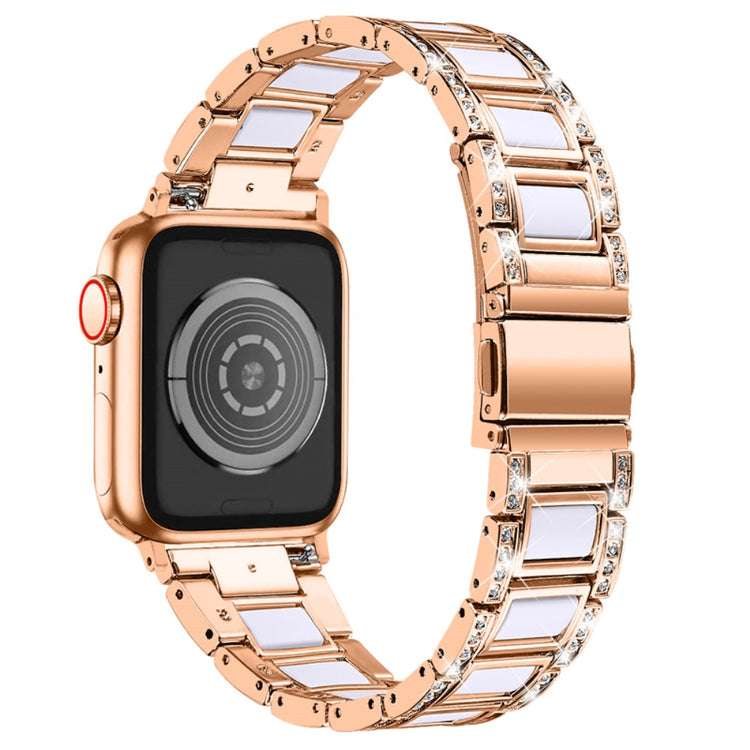 Mega sejt Apple Watch Series 7 45mm Metal og Rhinsten Rem - Pink#serie_10