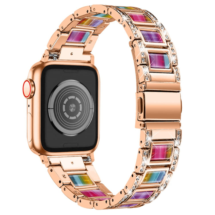 Mega sejt Apple Watch Series 7 45mm Metal og Rhinsten Rem - Pink#serie_17