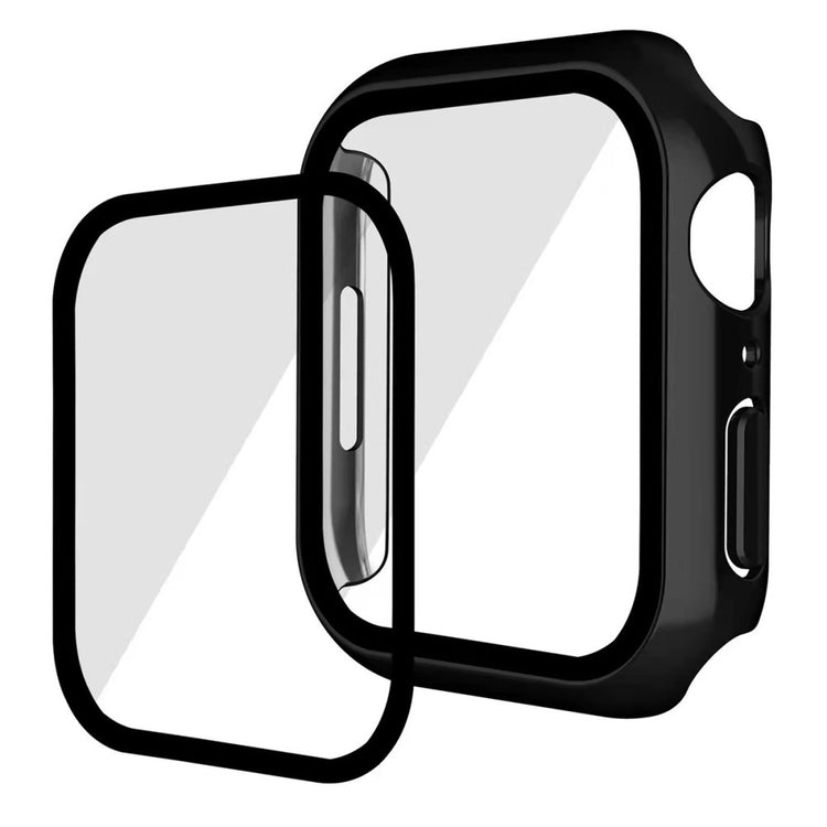 Fint Apple Watch Series 7 45mm Cover med Skærmbeskytter i Plastik og Hærdet Glas - Sølv#serie_2
