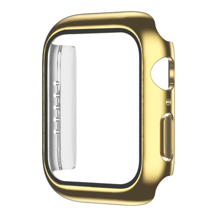 Fint Apple Watch Series 7 45mm Cover med Skærmbeskytter i Plastik og Hærdet Glas - Guld#serie_6