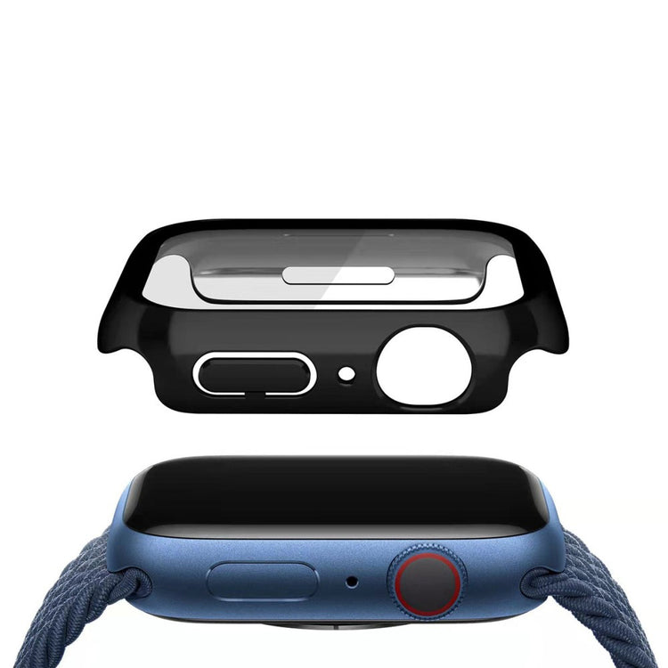Fint Apple Watch Series 7 45mm Cover med Skærmbeskytter i Plastik og Hærdet Glas - Rød#serie_7