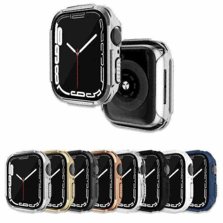 Rigtigt Fint Apple Watch Series 7 45mm Cover med Skærmbeskytter i Plastik og Hærdet Glas - Hvid#serie_2