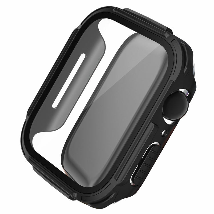 Rigtigt Fint Apple Watch Series 7 45mm Cover med Skærmbeskytter i Plastik og Hærdet Glas - Sort#serie_3