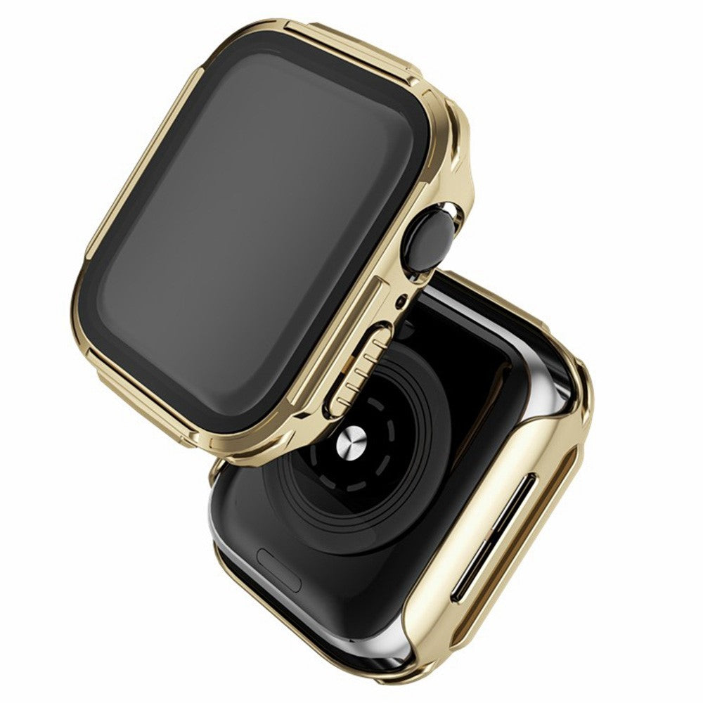 Rigtigt Fint Apple Watch Series 7 45mm Cover med Skærmbeskytter i Plastik og Hærdet Glas - Guld#serie_4