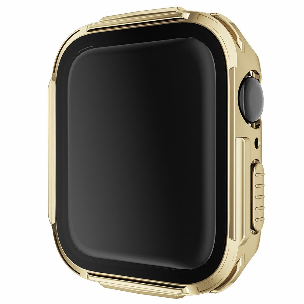 Rigtigt Fint Apple Watch Series 7 45mm Cover med Skærmbeskytter i Plastik og Hærdet Glas - Guld#serie_4