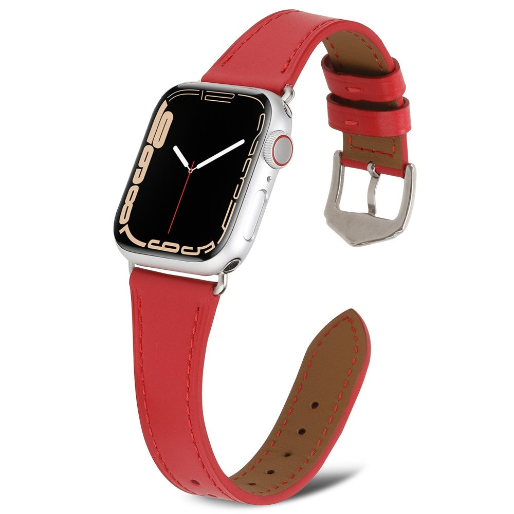Helt vildt slidstærk Universal Apple Ægte læder Urrem - Rød#serie_6
