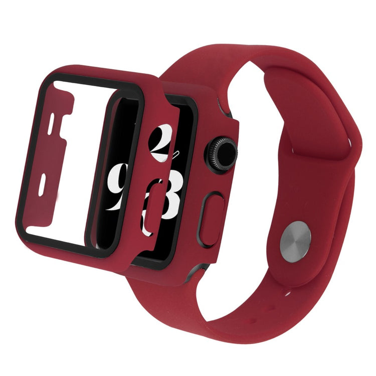 Apple Watch Ultra Plastik Rem med Cover og Hærdet Glas - Rød#serie_3