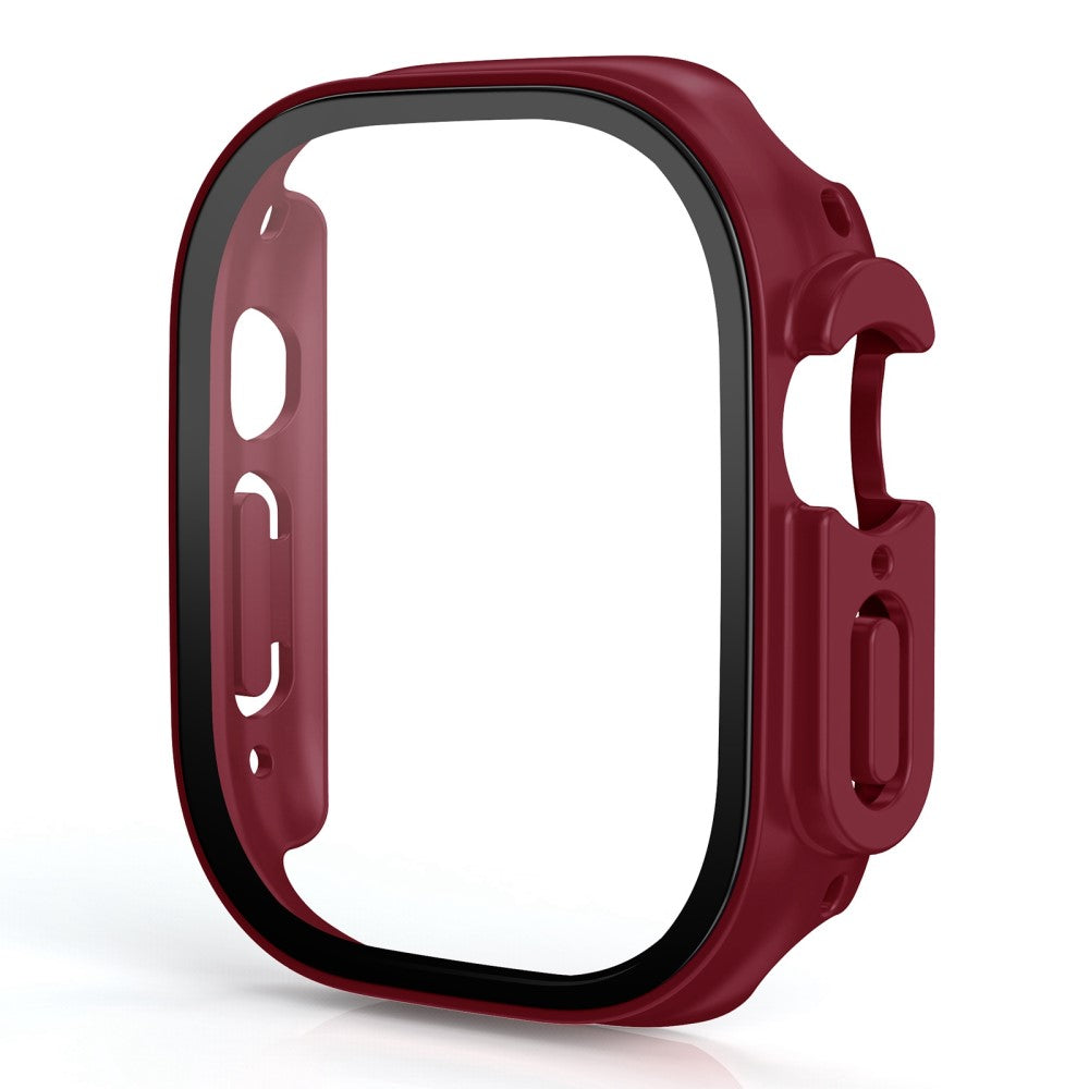 Beskyttende Apple Watch Ultra Cover med Skærmbeskytter i Plastik og Hærdet Glas - Rød#serie_12