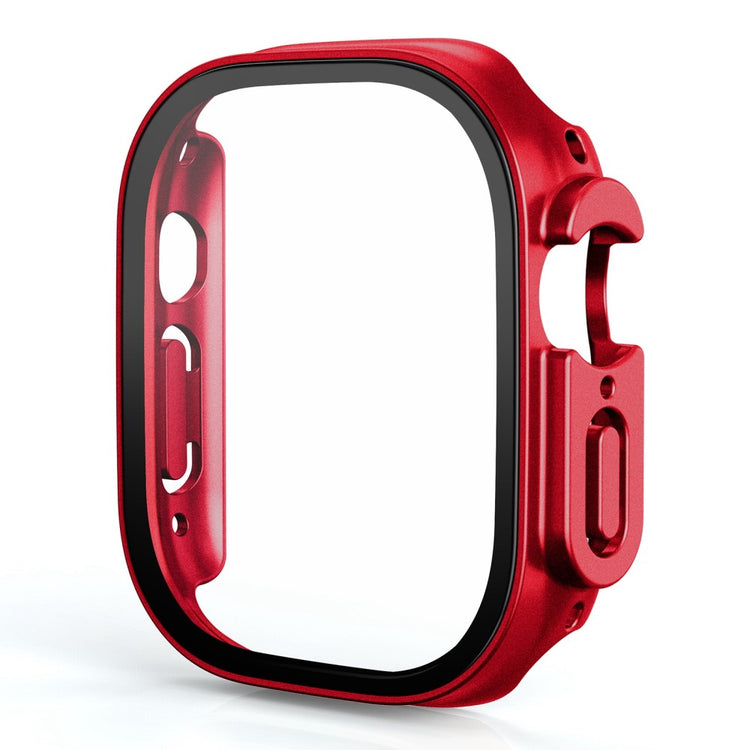 Beskyttende Apple Watch Ultra Cover med Skærmbeskytter i Plastik og Hærdet Glas - Rød#serie_15