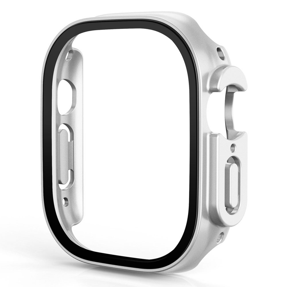 Beskyttende Apple Watch Ultra Cover med Skærmbeskytter i Plastik og Hærdet Glas - Sølv#serie_21