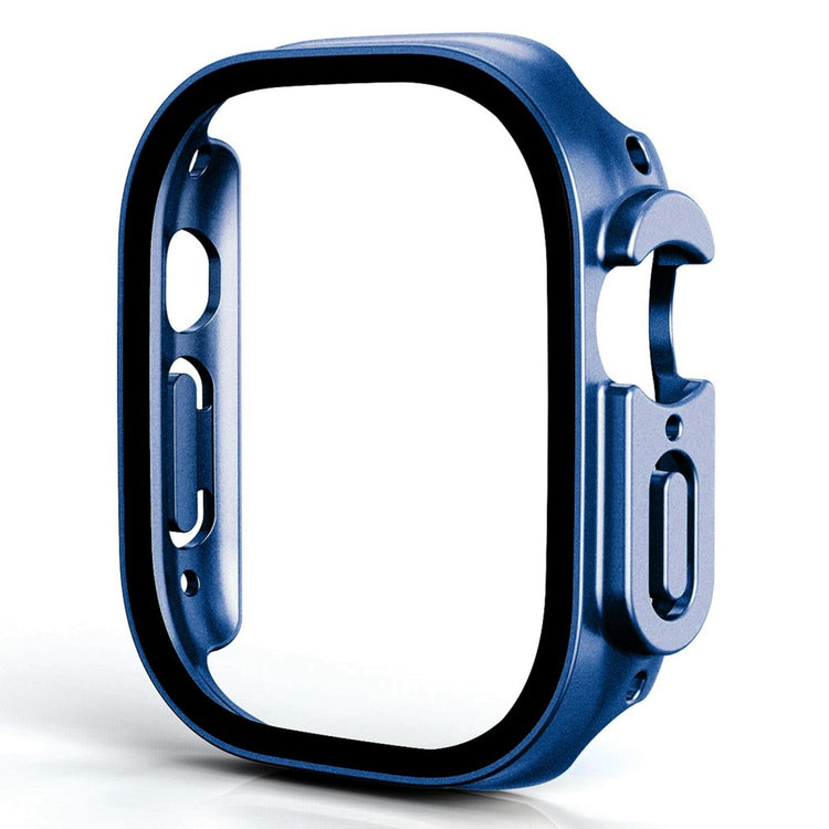 Beskyttende Apple Watch Ultra Cover med Skærmbeskytter i Plastik og Hærdet Glas - Blå#serie_24