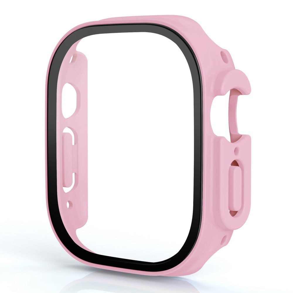 Beskyttende Apple Watch Ultra Cover med Skærmbeskytter i Plastik og Hærdet Glas - Pink#serie_9