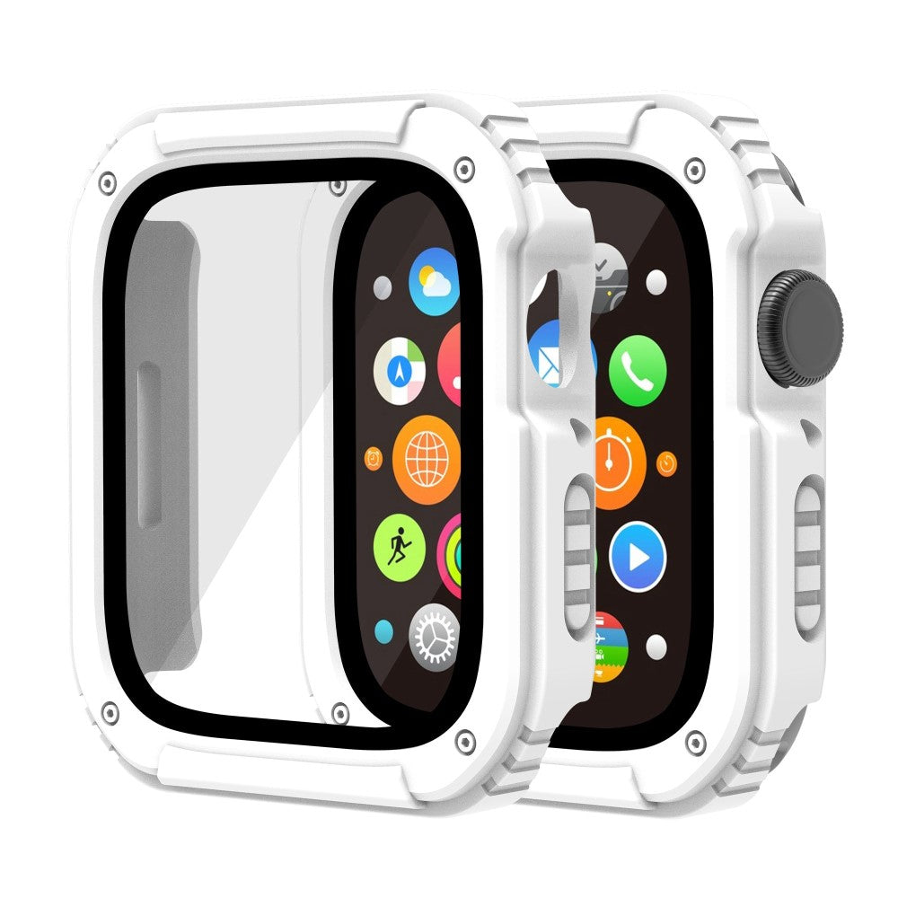 Fed Apple Watch Series 8 (41mm) / Apple Watch Series 7 41mm Cover med Skærmbeskytter i Plastik og Hærdet Glas - Hvid#serie_2