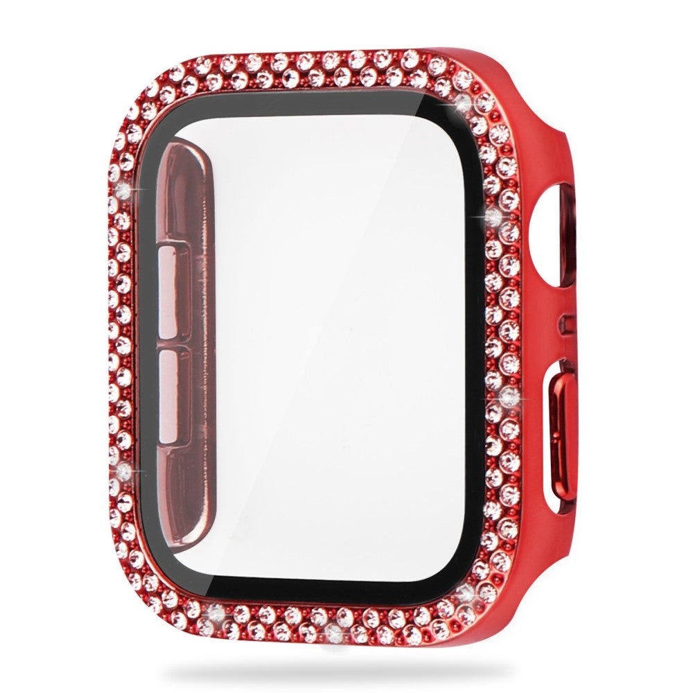 Super Fed Universal Apple Cover med Skærmbeskytter i Plastik, Rhinsten og Hærdet Glas - Rød#serie_4