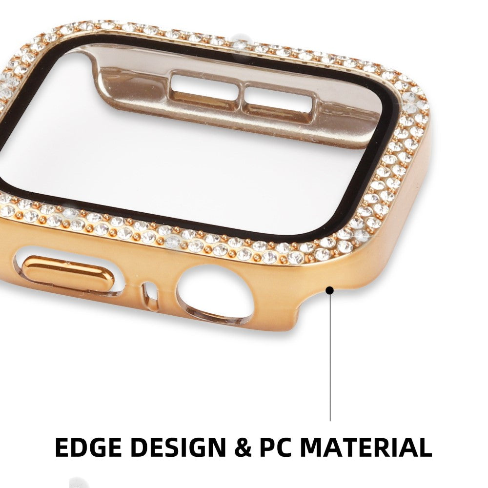 Super Fed Universal Apple Cover med Skærmbeskytter i Plastik, Rhinsten og Hærdet Glas - Guld#serie_7